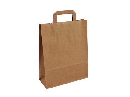 Papírová taška hnědá 26x10x33 s plochým uchem Topcraft