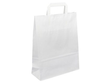Papírová taška bílá 26x10x33 s plochým uchem Topcraft