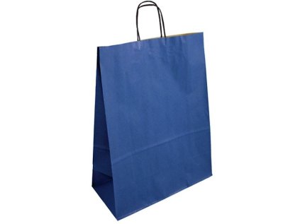 Papírová taška modrá 24x11x31 kroucené ucho vroubkovaný vzhled Toptwist