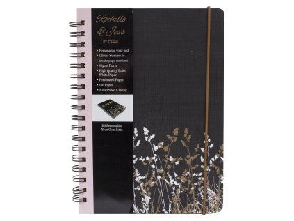 Spirálový sešit Pukka B5, 160 stran, linky 8mm, elastický uzávěr, s nalepovacími písmeny