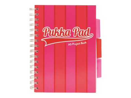 Pukka Pad projektový blok Pukka Stripe A5, 200 stran, linky 8 mm, růžový, linkovaný