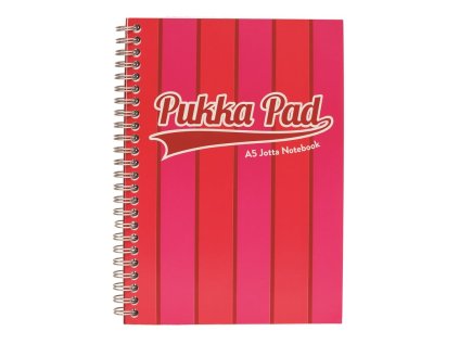 Pukka Pad spirálový blok Jotta Pad A5, 200 stran, linky 8 mm, růžový, linkovaný