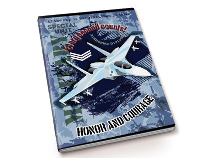 sešit A5, měkká obálka, 52listů,80 gr, Kolekce Military, motiv stíhačka