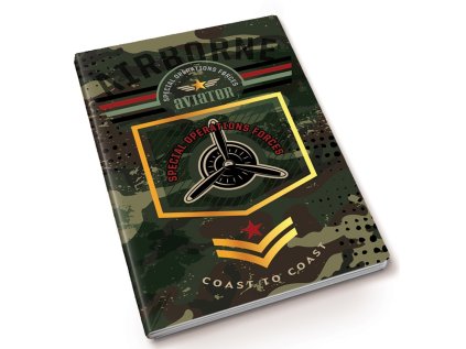 sešit A5, měkká obálka, 52listů,80 gr, Kolekce Military, motiv vrtule