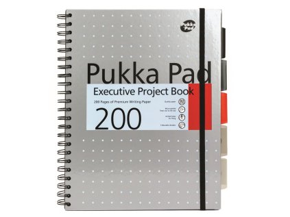 Pukka Pad projektový blok Metallic Executive A4, papír 80g,100 listů, šedý, linkovaný