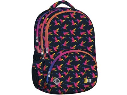Studentský batoh St.RIGHT - Rainbow Birds, 4 komorový, BP07, rozměry: 42 x 30 x 20 cm