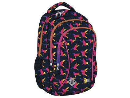 Menší školní/volnočasový batoh St.RIGHT - Rainbow Birds, 3 komorový, rozměry: 39x27x17cm