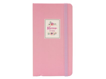 Zápisník s elastickým uzávěrem,růžový, 60 listů, papír 80g, 75x135mm