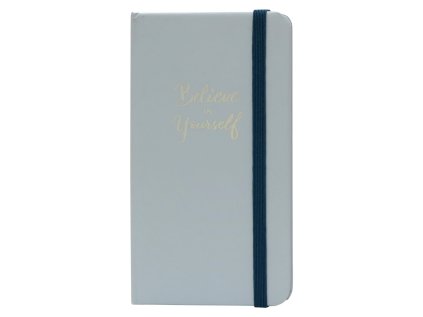 Zápisník s elastickým uzávěrem, šedý,60 listů, papír 80g, 75x135mm