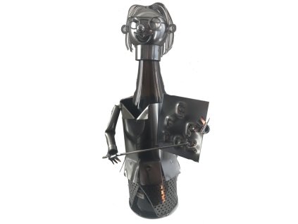 Kovový stojan na víno, motiv učitel s tabulí