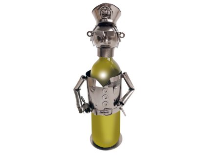 Kovový stojan na víno, motiv policista