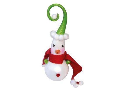 Skleněný sněhulák na zavěšení, výška 23cm