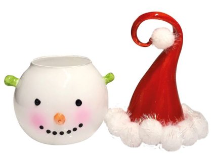 Skleněná dóza sněhulák, výška 24cm