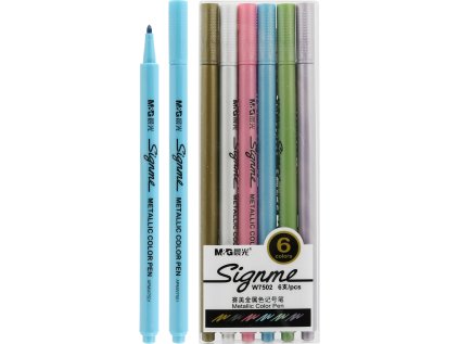 Značkovací pero M & G, metalické barvy, 6ks mix barev