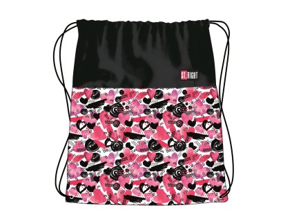Sáček na přezůvky a cvičební úbor St.RIGHT - HEARTS, S01, rozměry: 34 x 43 cm