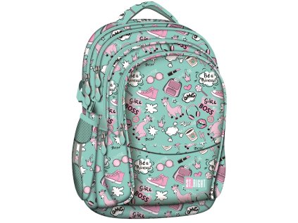 Studentský batoh St.RIGHT - PASTEL LAMAS, 4 komorový, BP01, rozměry: 43 x 32 x 21 cm