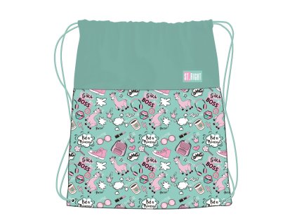 Sáček na přezůvky a cvičební úbor St.RIGHT - PASTEL LAMAS, S01, rozměry: 34 x 43 cm