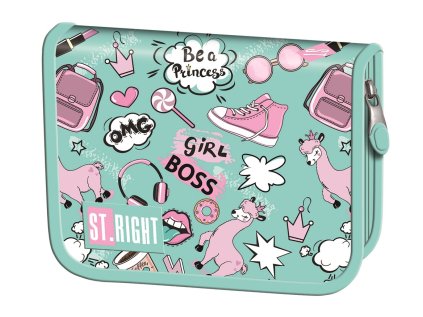 Penál jednopatrový St.RIGHT - PASTEL LAMAS, PC03, rozměry: 20,5 x 14 x 3,5 cm