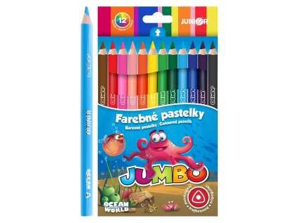 Pastelky JUNIOR Ocean World JUMBO trojhranné - sada 12 ks