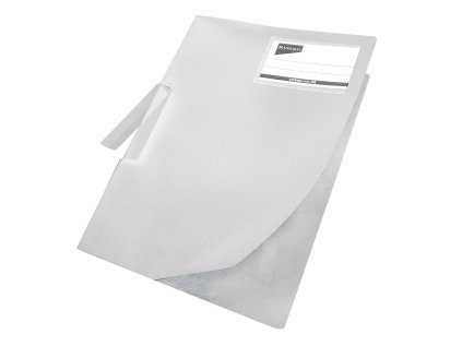 Desky s klipem A4 transparentní, na přední straně kapsička na štítek