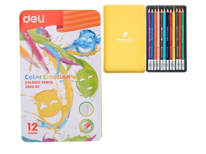 Pastelky DELI 12ks, kovové pouzdro