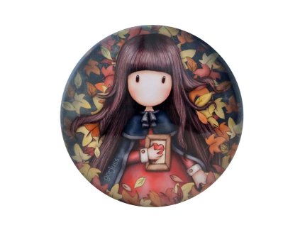 Kulatá plechová krabička Santoro London malá - Autumn Leaves, průměr 6 cm, výška 4 cm