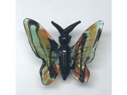 Skleněná figurka motýl zelený, 50 x 70 x 35 mm