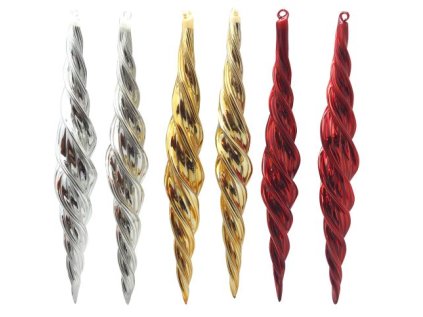 Sada 6 skleněných rampouchů 29 cm