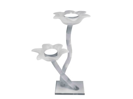 Skleněný svícen květy - pískovaný