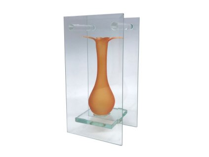 Skleněná váza s plochým sklem, oranžová