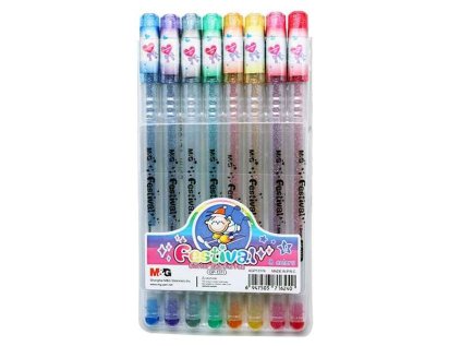 Sada gelových per gliter 8 mm, 8 barev