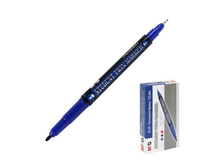 Oboustranný popisovač, 0,5mm + 1 mm, modrý