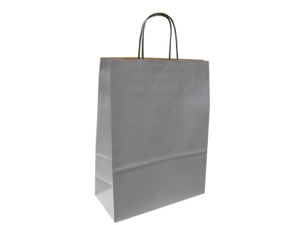 Papírová taška stříbrná 32x14x42 kroucené ucho vroubkovaný vzhled Toptwist