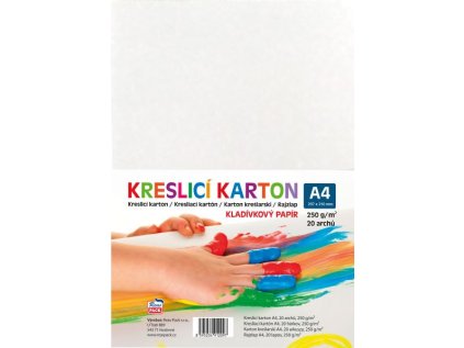 Kreslící karton - kladívkový papír A4 250g. bílý, 20 archů