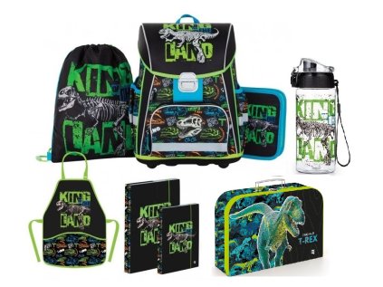 Oxybag Školní sada set 8ks Premium Dinosaurus batoh, penál, sáček a doplňky 0-98323/08