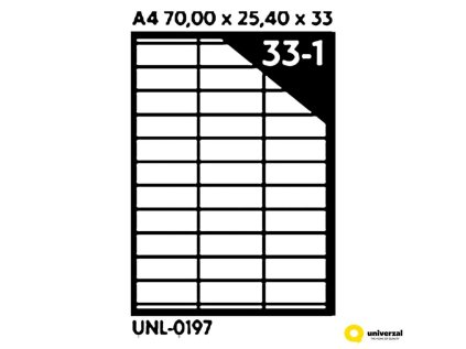 Samolepicí etikety A4 70 x 25.4 x 33, 100 listů