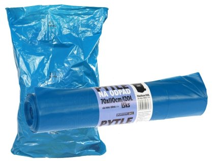 Pytle na odpad 120L, 70x110cm, 80my, modré, RLDPE, 15ks/role