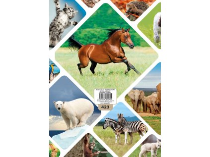 sešit 423, A4, 20 listů, linkovaný 12 mm,obal s obrázky zvířat
