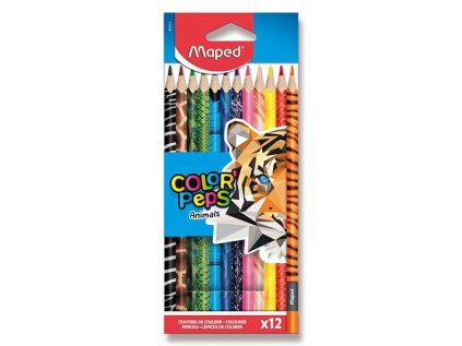 Pastelky MAPED Color´Peps Animals trojhranné 12 barev