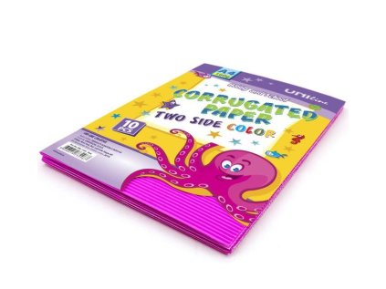 Vlnitá lepenka A4 růžová, oboustranně barevná, balení 10 ks