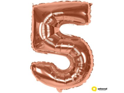Nafukovací balónek - číslice 5, Rose gold 60 cm