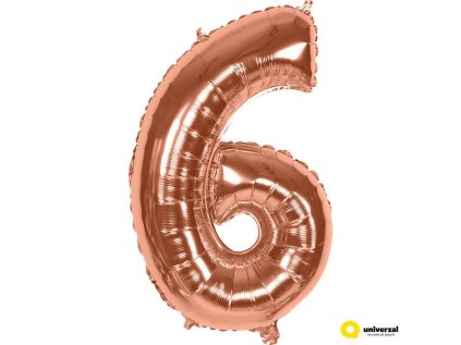 Nafukovací balónek - číslice 6, Rose gold 60 cm
