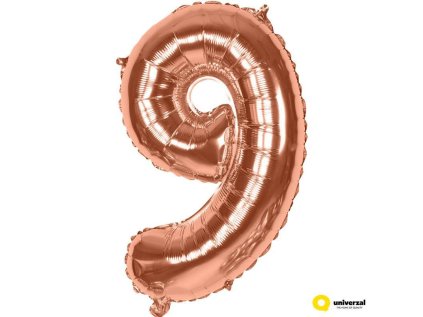 Nafukovací balónek - číslice 9, Rose gold 60 cm