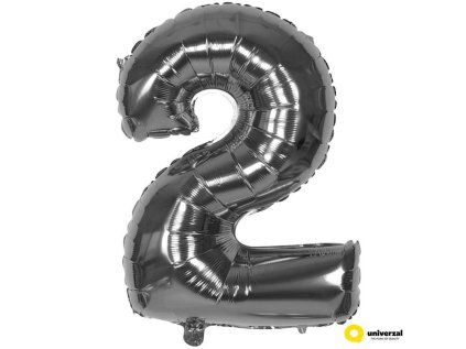 Nafukovací balónek - číslice 2, stříbrný, 60 cm