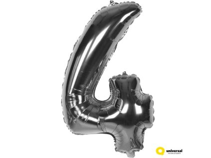 Nafukovací balónek - číslice 4, stříbrný, 60 cm