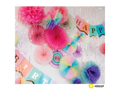 Ozdobné papírové květiny, pastelové barvy, sada 3 ks