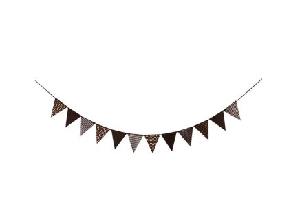 Banner s černo-zlatými papírovými vlajkami , délka 360 cm