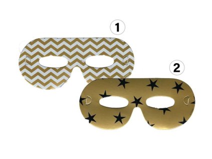 Masky na párty, zlaté, sada 6 ks