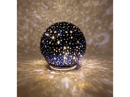 Skleněná svítící koule s časovačem průměr 15cm modrá (na 3 baterie AA)