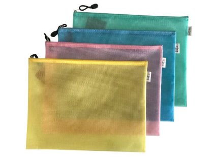 Pouzdro na dokumenty/drobnosti A4 barevné s barevným zipem, mix barev